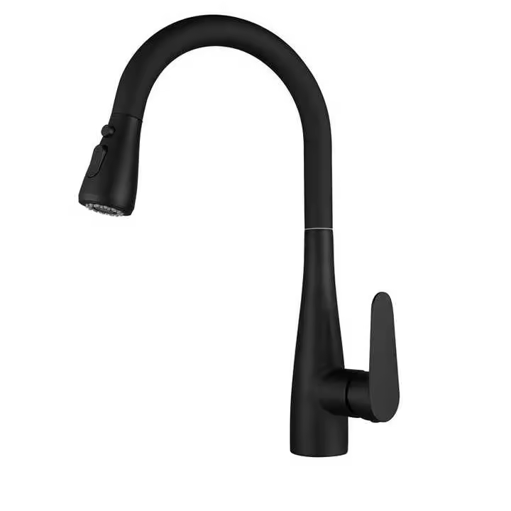 Grifo de cocina blanco con pulverizador, mezclador de fregadero de cocina de 3 chorros de agua, grifo giratorio de 360° para fregadero doble, negro - 1