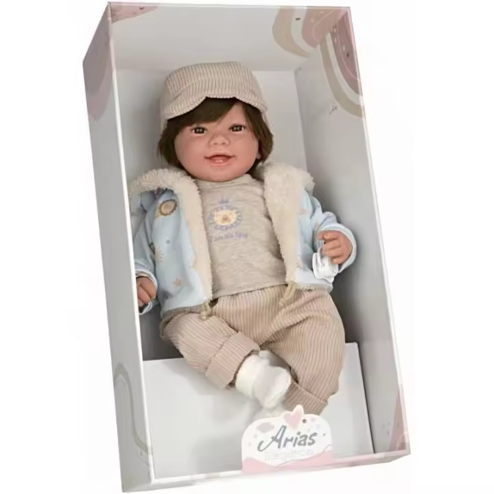 BEBE 45CM ZOE BEIGE CON PELO Y CON MECANISMOS PARA RISA DE ARIAS - 1