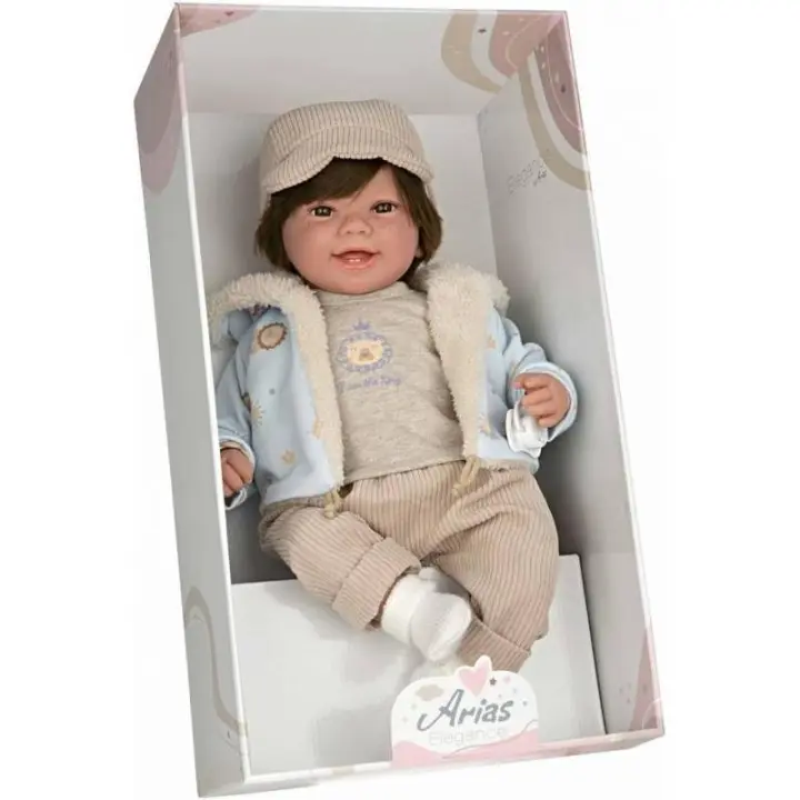 BEBE 45CM ZOE BEIGE CON PELO Y CON MECANISMOS PARA RISA DE ARIAS - 1