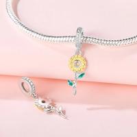 Encanto De Flor De Térmilo 925 Plata Esterlina Auténtica Con Encanto De Semillas De Girasol Colgante Para Pulsera Original Joyería Fina Para Mujer Regalo De Noche Fiesta - details 2