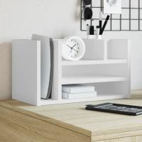 vidaXL Organizador escritorio madera ingeniería marrón 44,5x24x25 cm en color Marrón roble/Blanco/Gris hormigón y más | estructura resistente ideal para salón dormitorio o estudio - details 1