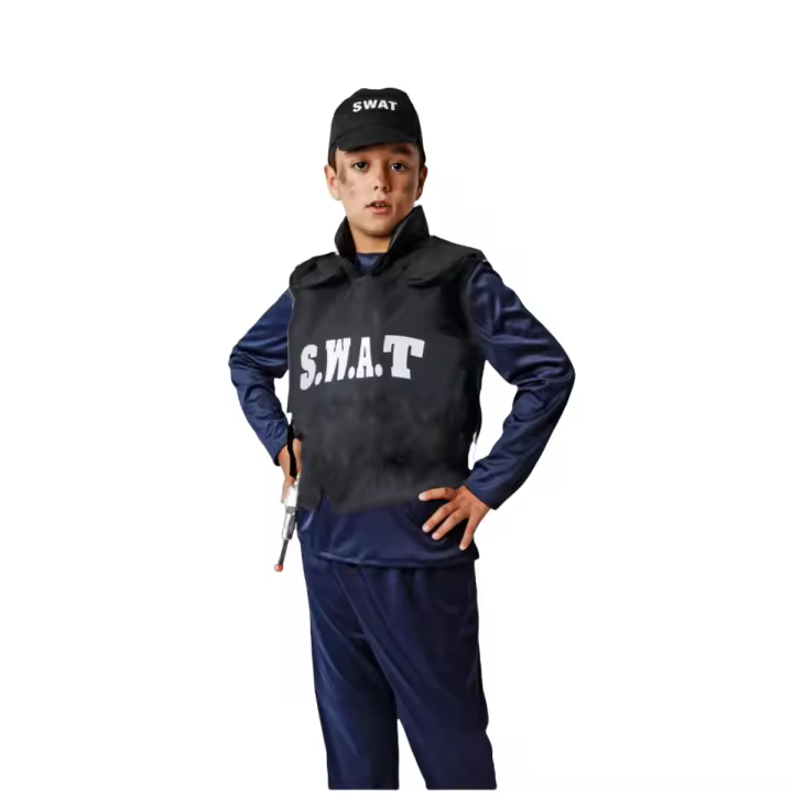Chaleco S.W.A.T. Adulto Y Niños Accesorio de Disfraz para Policías y SWAT  Ideal para Fiestas, Eventos y Celebraciones Temáticas - Textil Chalecos - 1