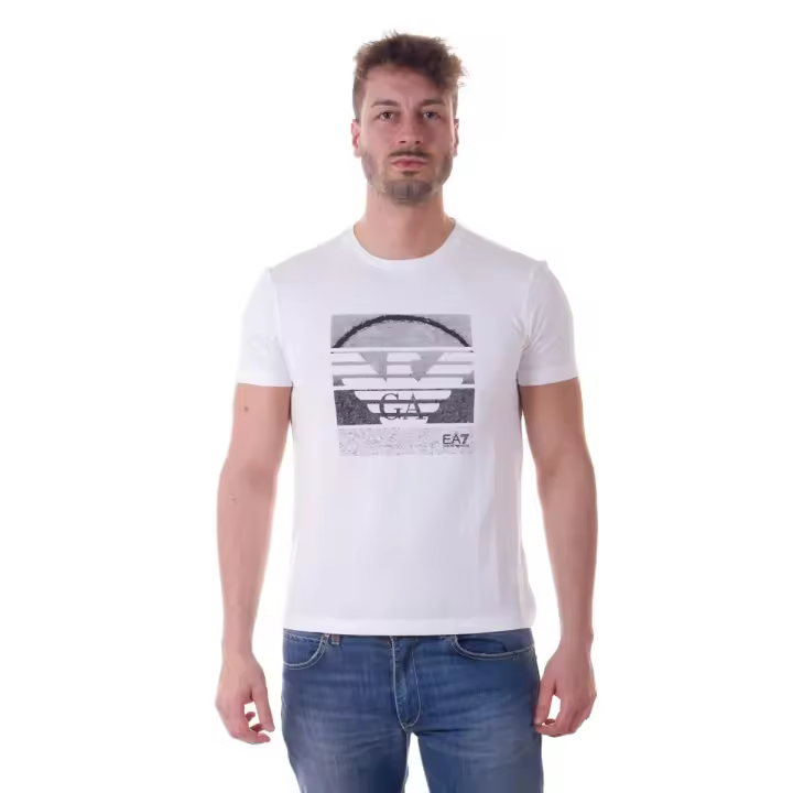 Emporio Armani EA7 Camiseta Algodón Hombre Blanco 3YPTD9PJ30Z 1100 - 1