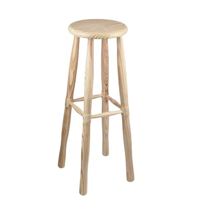 ARISE SHOP-Taburete Redondo Alto de Madera con Reposapies, Diseño Clásico,Ideal para Cocina o Bar,Variedad de medidas - 1
