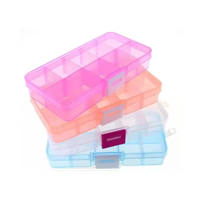 PACK DE 5 ORGANIZADORES. Organizador de escritorio con 10 celdas coloridas caja de almacenamiento de herramientas de joyería portátil contenedor anillo piezas electrónicas tornillo cuentas organizador caja de plástico - 1