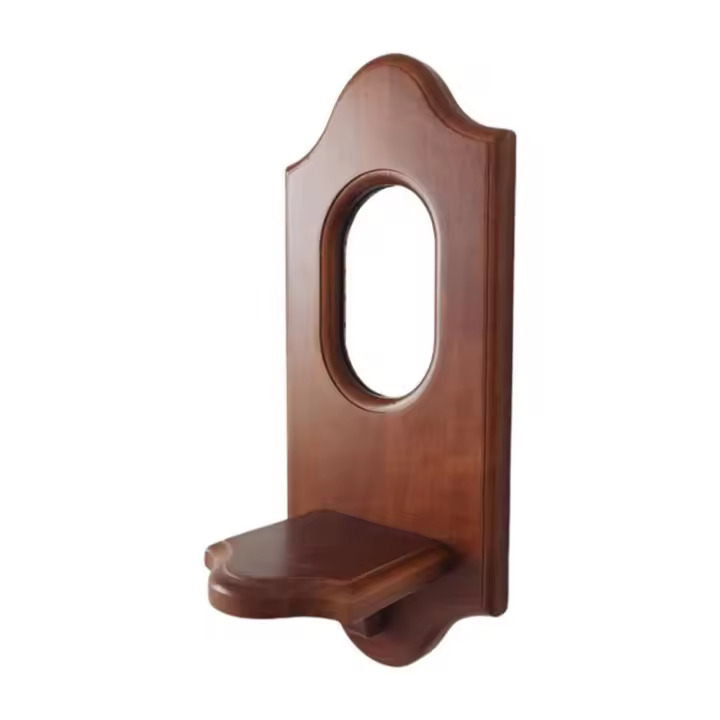 Espejo De Pared Con Soporte Para Vela Para Chimenea Entrada Dormitorio Marco De Madera Decorativo Para Sala De Estar Estilo Rústico - 1