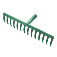 EasySpeed Rastrillo de Jardín 14 Púas, Rastrillo Metálico Uso Profesional y Doméstico, Recogedor Hojas, 14 Dientes, 35x15x7cm Ancho, Sin Mango,Verde (Sin Palo) - details 1