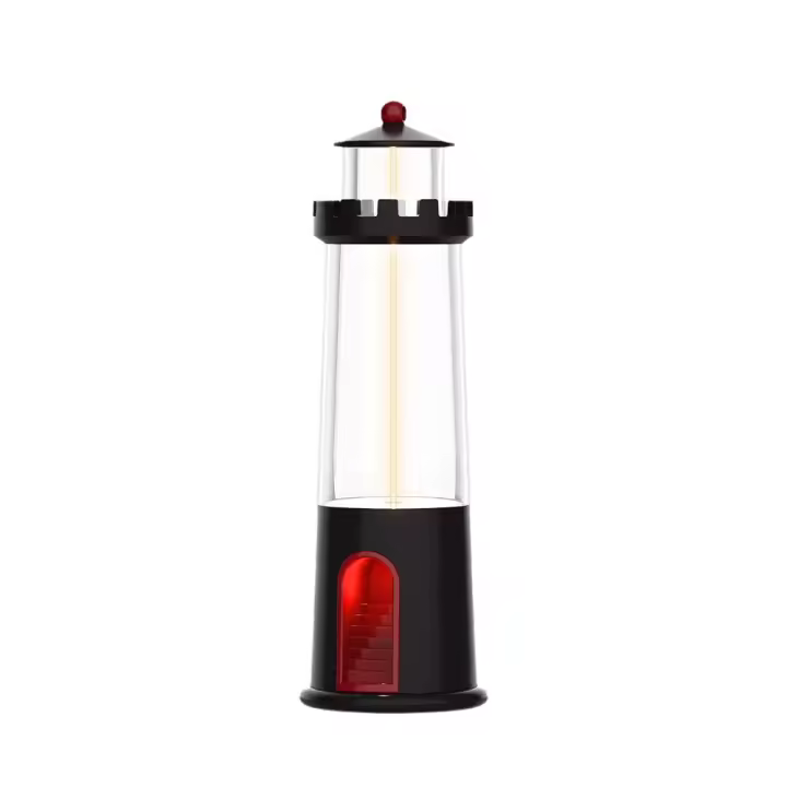 Linterna de camping, luz de camping recargable con forma de faro y base magnética, luz de tienda de campaña con carga USB, 3 modos de iluminación, decoración paisajística para mesa, patio, jardín (negro) - 1