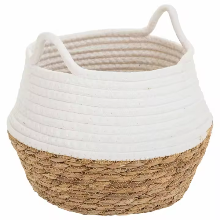 WANDERLUST DECO Cesto Wanderlust de Fibra Natural y Algodón Blanco - Organización y Estilo - 1