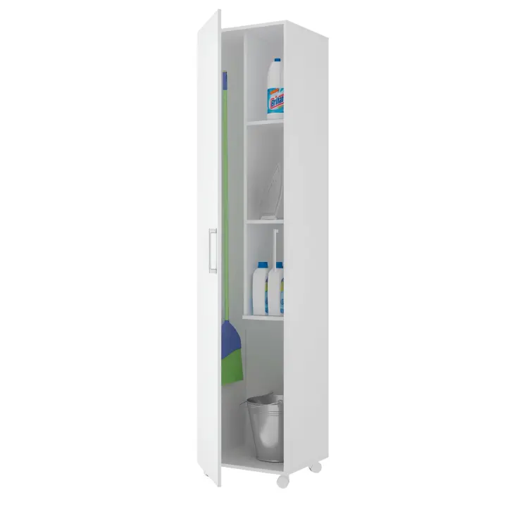 Armario Multiuso de Almacenamiento para Hogar Nyana Home con 1 Puerta 3 Estantes y Ruedas Medidas 41,1x184,5 cm - 1