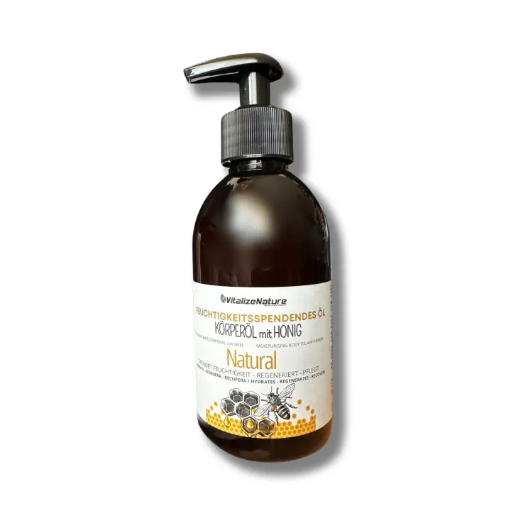 VitalizeNature - Aceite Hidratante Corporal con MIEL - Hidrata - Genera - Recupera. SIN Parabenos, colorantes ni Siliconas. NATURAL - 1