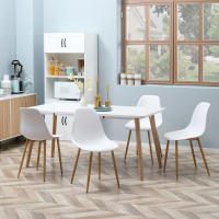 HOMCOM Pack de 4 Sillas de Comedor Sillas de Cocina con Respaldo Alto y Patas de Metal para Salón 45x52x85,5 cm Blanco y Natural - details 1