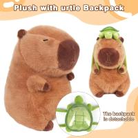 Juguete De Peluche Capybara Kawaii Con Mochila De Tortuga Para Niños Muñeco De Peluche Capibara Marrón Con Llavero De Mochila Regalos Para Niños - details 3