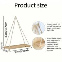 Soporte De Madera Para Pared Con Correa De Henequén Colgante Estilo Moderno Para Sala De Estar Y Jardín Organizador De Plantas Sin Marcas En La Pared Tamaño 35x14x0.9cm - details 3