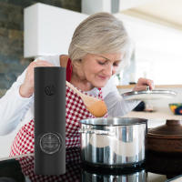 Juego De Molinillos De Sal Y Pimienta Eléctricos Automáticos Recargables Con Gravedad Molinillo De Especias Ajustable Para La Cocina Herramientas De Metal Ecológicas - details 5