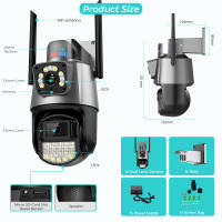 Cámara PTZ Wifi 4K 8MP HD Exterior Con Doble Pantalla Y Lente Doble Alarma De Luz De Policía Inteligente De Seguridad Doméstica Compatible Con Android Y iOS - details 1