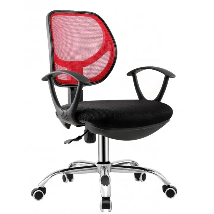 Silla de oficina MOTORE, brazos, malla color a elegir (roja o verde) y tejido negro - 1