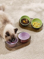 Tazón De Comida Para Gato 1PC Color Caramelo Doble Boca Oblicua Para Proteger La Columna Vertebral Y Prevenir La Voltereta - details 7