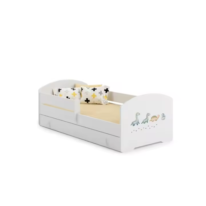 Cama de criança 140 x 70 com gaveta, colchão e estrado incluídos Kobi Luk Dinosaurs - 1
