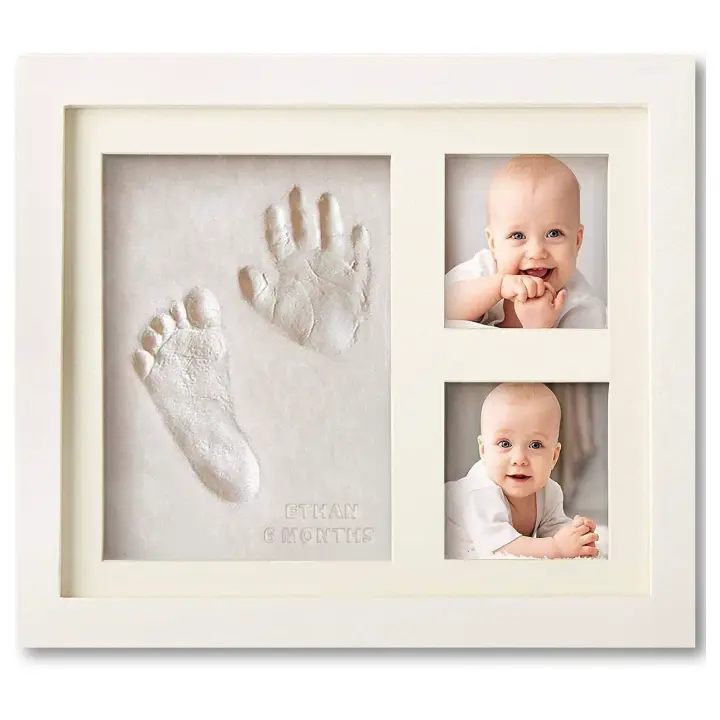 Kit para hacer huellas de manos y huellas de bebé, recuerdo para niños y niñas recién nacidos, regalos para niñas y bebés, regalos para baby shower para nuevas mamás, marcos de fotos para bebés, registro de bebés, decoración de guardería - 1