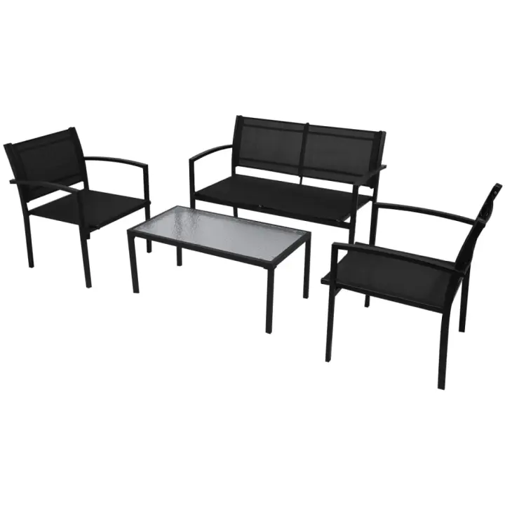 vidaXL Set de muebles de jardín 4 piezas textilene negro - 1