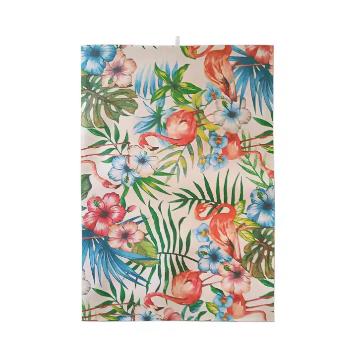 LaFábricadelasTelas - loneta estampada  tropical flamencos y flores  mantel antimanchas,repelente al agua para exterior e interior tejido por metros. 1'4 metros ancho. - 1