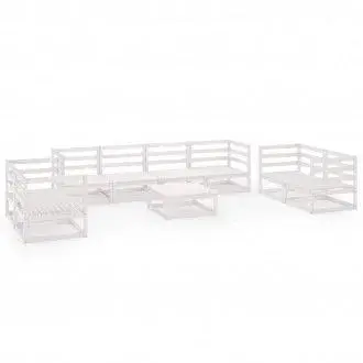 VIDAXL conjunto de muebles para el exterior de color blanco madera maciza de pino - 1