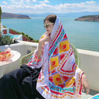 Bufanda De Playa Bohemia Para Mujer Pashmina Floral Estilo Fashion Verano Hijab Envoltura Echarpe Decorativa Polyester Sin Costuras - details 15