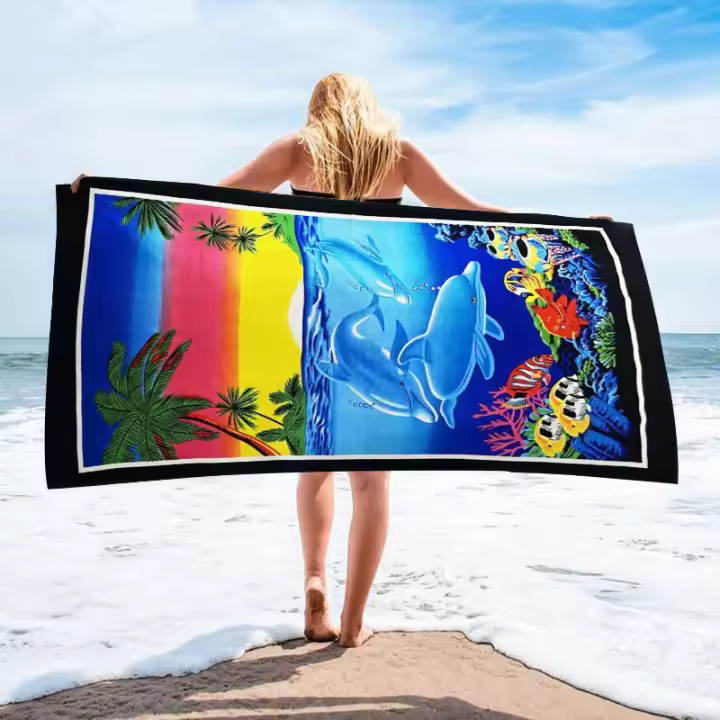 Toalla de playa de microfibra Toalla estampada Toalla absorbente para playa Natación Vacaciones - 1
