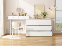 (Sin Silla ni Espejo), incl. Aparador Extraible, Práctico Armario 180*40*85cm, 3 NIVeles, 6 CAJones, Toque, Blanco - details 0