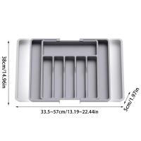 Organizador De Cajón De Cocina Ajustable En Expansión Para Cuchillos Y Cucharas En Negro Herramienta De Almacenamiento Para Utensilios De Cuchillería - details 7