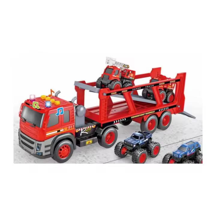 CAMION BOMBERO PORTA 4 VEHICULOS 4X4 DE PANRITOS - 1