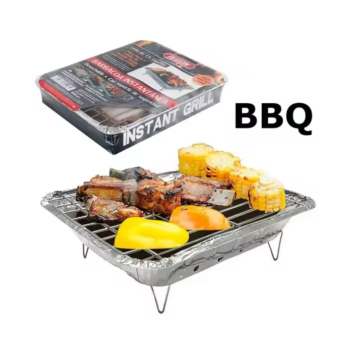 Barbacoa instantánea desechable CON SOPORTE DE SEGURIDAD,MEDIDAS GRILL 25X31CM,800GRAMOS,LISTA EN 15 MINUTOS,CM,fespu - 1