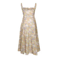 Vestido De Playa Para Mujer Con Estampado Floral Cuello Cuadrado Ajuste Frontal Y Abertura En Pierna Midi Polyester Sin Mangas Vestido De Noche - details 68