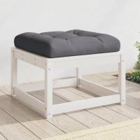 vidaXL Taburete de jardín con cojines madera maciza de abeto Douglas en color Douglas natural/Blanco/Impregnado natural y más | cómodas modernas ergonómicas para comedor cocina salón hogar - details 1