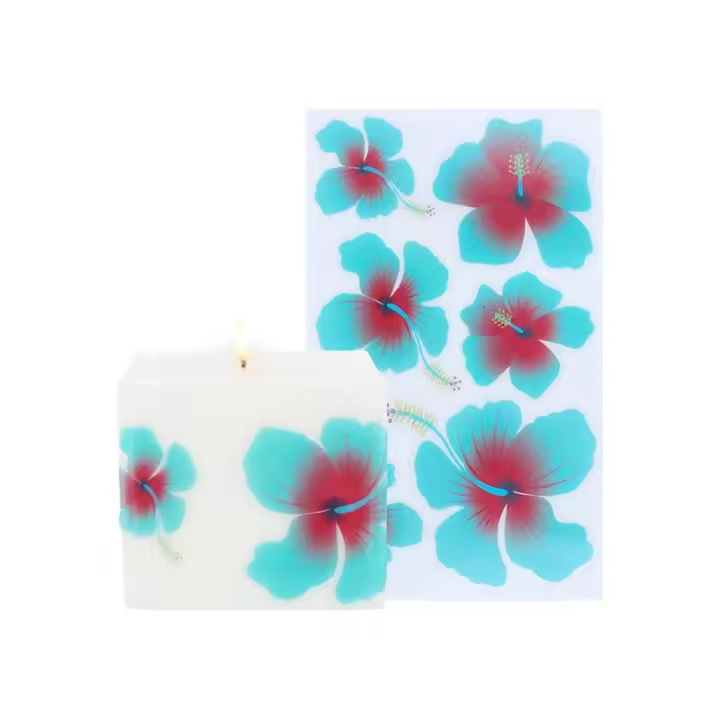 Adhesivos Hibiscus para Decoupage Vinilo | Pack de 6 Flores en  | Para decorar velas y manualidades | Fácil de aplicar en superficies lisas - 1