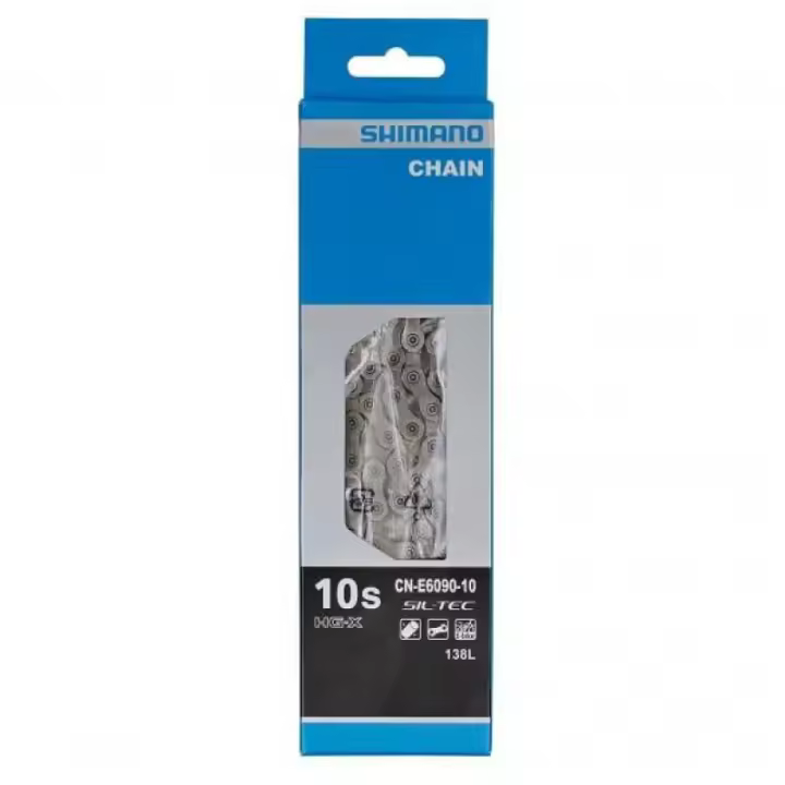 SHIMANO E6090 | Cadena Steps 10v 138 Eslabones - Cadena Shimano STEPS modelo CNE609 de 10 velocidades monoplato.
Diseñada para utilizarse con las transmisiones de 10 velocidades de bicicleta eléctrica - 1