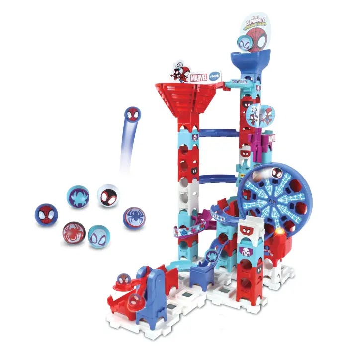 Vtech - Marble Rush Spidey Super Spin Challenge Circuito de Canicas Interactivo 561722: Juguete de Construcción para Niños +4 Años. 65 Piezas y 6 Canicas Personalizadas. ¡Construye, Juega y Desafía a tus Amigos! - 1