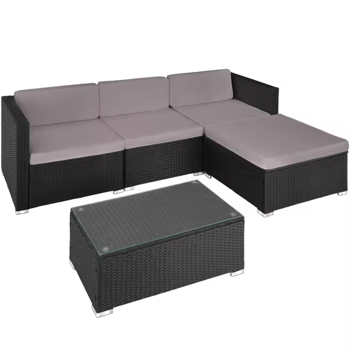 Tectake - Conjunto de ratán FLORENZ | Diseño elegante y atractivo | Cojines extraíbles y muy cómodos | Bastidor sólido de acero - 1
