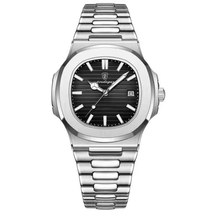 Reloj De Pulsera De Cuarzo Para Hombre POEDAGAR Marca De Lujo Acero Inoxidable Impermeable Luminoso Con Fecha Reloj De Negocios Cuadrado - 1
