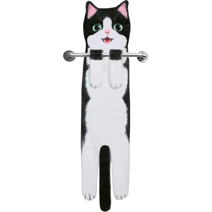 Divertidos Gatos Toallas de Mano Suspendible- Decoración Gato Baño Cocina - Toalla Absorbente Animal Regalos Navidad Cumpleaños Amigo Invisible-Regalos Originales Graciosos Mujer Amantes de Los Gatos - 1