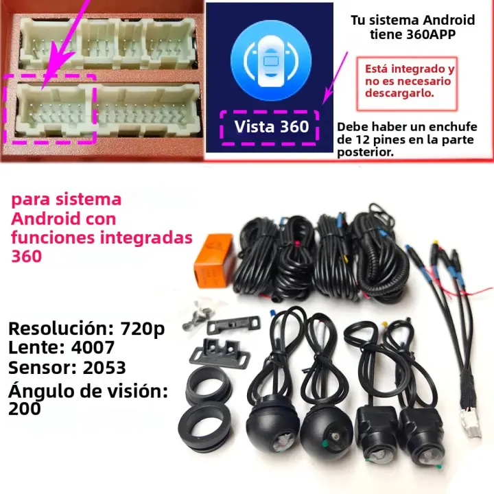 Sistema Multimédia Para Android Con Cámara 360° Para Coche Visión Panorámica 360° Cámara Para Automóvil Impermeable Con Rango Dinámico Ancho Y Zoom Digital - 1