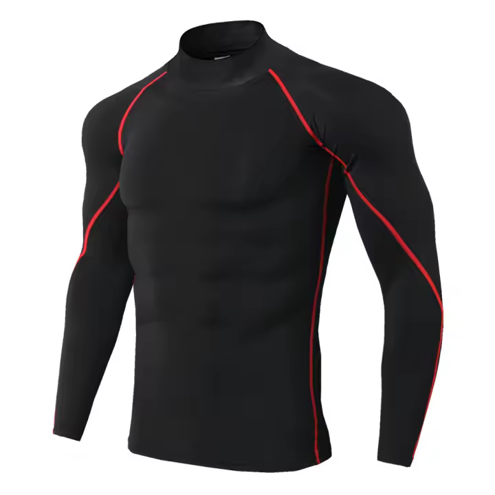 Camiseta Deportiva Para Hombre Secado Rápido Camiseta De Correr Con Manga Larga Compresión Para Gimnasio Fitness Rashguard - 1