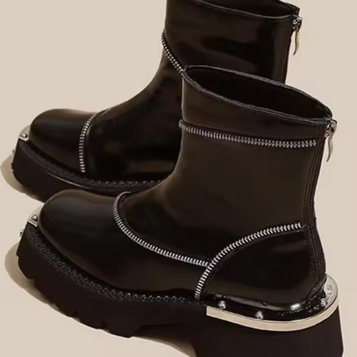 Botas Cortas De Terciopelo Para Mujer Invierno Con Tacón Cuadrado Y Suela Gruesa Zapatos Confortables Y Moda Tobilleras Cálidas Y Elegantes - 1