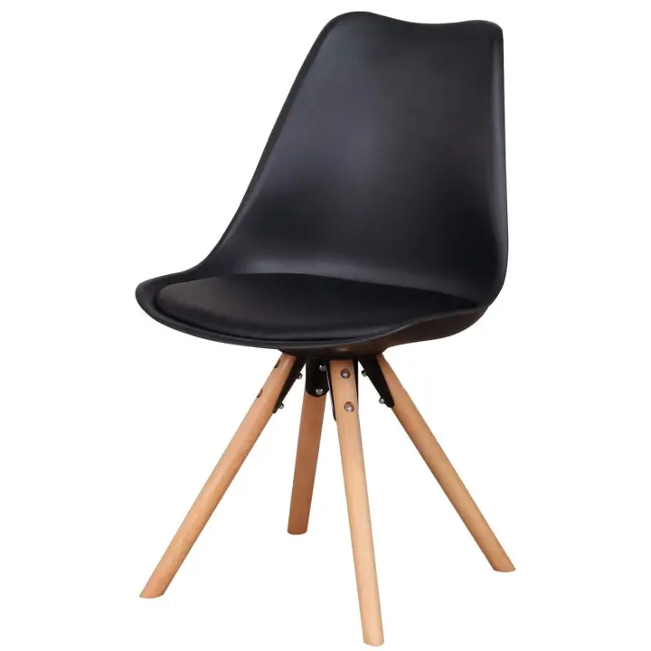 ORION91 Silla URSA Color Negro 🖤 Asiento Acolchado Piel Sintética y Patas Haya 49 x 43 x 81cm Comedor Oficina Salón Teletrabajo Cocina – SpazioLuzio - 1