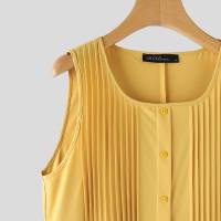 Vestido Largo Sin Mangas De Verano ZANZEA Estilo Coreano Suelto Con Pliegues Para La Playa Vestido Casual De Playa A-Line Para Mujer - details 16