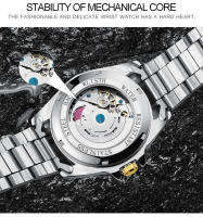 Reloj Mecánico Para Hombre Wlisth Con Calendario Y Vidrio Magnífico Verde Agua Fantasma Acero Inoxidable Resistente Al Agua - details 10