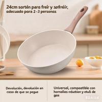 PORCHEDDU Sartén Antiadherente de Aluminio con Mango de Madera | Libre de PFOA | Apta para Inducción, Gas y Vitrceramica | Disponible en 20, 22, 24, 26, 28 y 30 cm - details 2