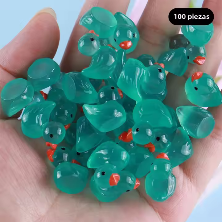 100 Pcs Ornamentos De Resina De Pato Cartoon Brillantes Al Aire Libre Decoraciones Para El Hogar Y Escritorio Regalos Creativos - 1