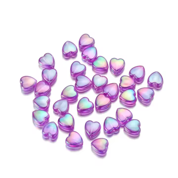 100Pcs Lotes De 9mm Cuentas De Acrílico En Forma De Corazón Colorido Para Hacer Joyas Manualmente Collares Pulseras Accesorios - 1